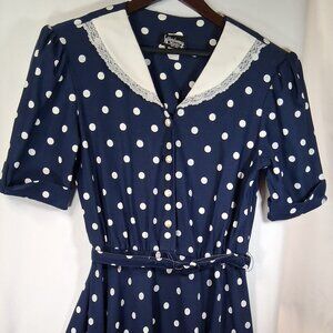 Whirlaway Flocks Women's Polka Dot Blue Dress Size Small